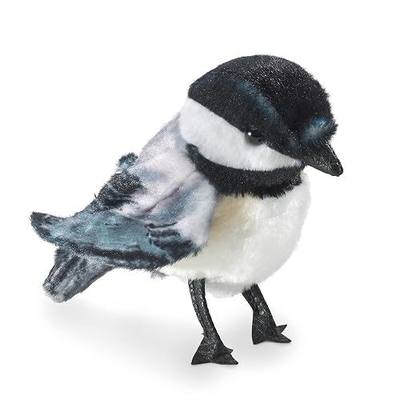 Folkmanis Mini Chickadee Finger Puppet, White; Black;gray