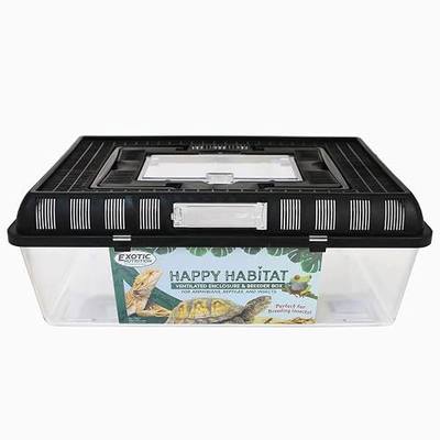 Happy Habitat (Large) - Ventilated Enclosure & Breeder Box - for Live Feeder Insects, Reptiles, Amphibians & Other Small Pets - Durable Plastic Portable Terrarium