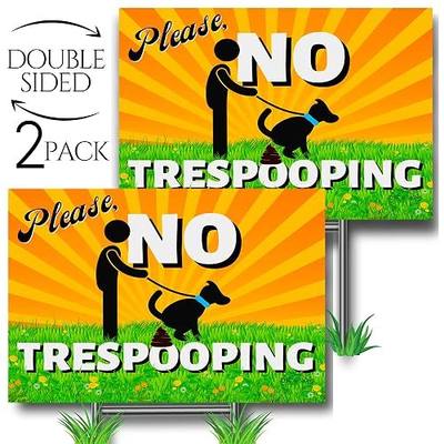 No Pooping Dog Signs for Yard No Trespooping 9"x12" 2-Pack Double-Sided Polite Unique Please Pick Up Your Dog Poop Signs No Dog Poop Signs for Yard Clean Up After Your Dog Signs No Pooping and Peeing