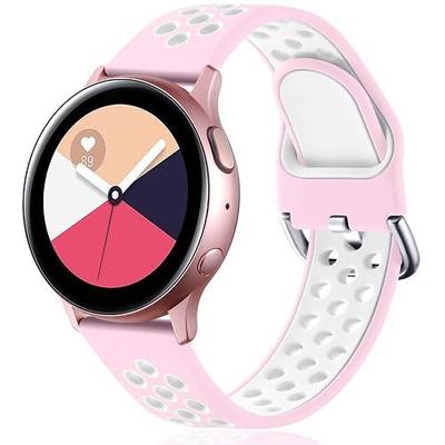 GEAK Compatible for Samsung Watch 5 & Pro Band, Galaxy Watch 4 Band, Samsung Watch Active 2, 20mm Silicone Sport Replacement Strap for Women, Large - Pink/White