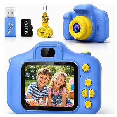 Kids Camera for Boys Girls Age 3-9, Toddler Digital Camera with 32GB SD Card, 1080P Video, Games & Filters, Shockproof First Camera Toy, Birthday for 3 4 5 6 7 8 9 Year Old