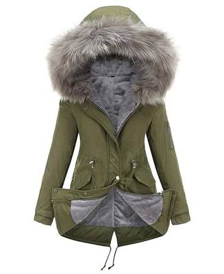 chouyatou Women's Winter Sherpa Lined Faux Fur Hooded Mid Long Safari Parka Coat