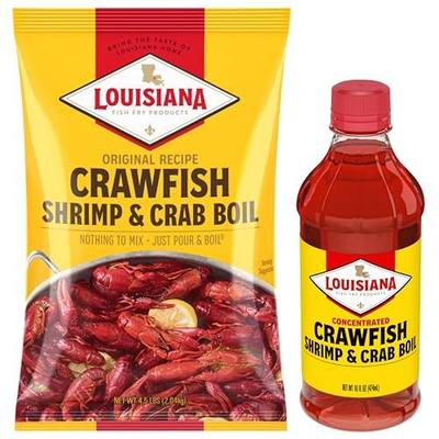 Louisiana Fish Fry Seafood Boil Seasoning 4.5 lb & Liquid Boil 16 oz Bundle | Recipe Card Included