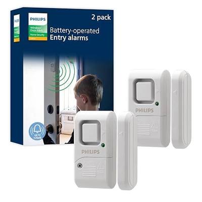 Philips Personal Security Window and Door Alarm, 2 Pack, Wireless Chime | DIY Protection, Burglar Alert, Easy Installation, Ideal for Home, Garage, Apartment, RV and More, LRM3420W/27