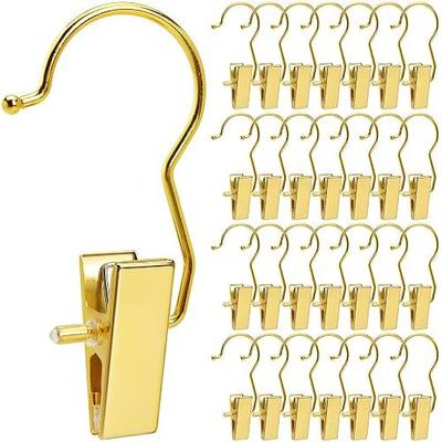 Amber Home 24 Pack Gold Boot Clips for Closet, Gold Boot Hangers with Hooks, Clothes Pins, Portable Travel Hangers for Closet Organization, Hat, Towels, Bras, Socks