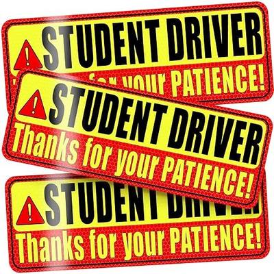 PSLER Student Driver Magnet for Car - Please Be Patient New Driver Magnet | 3PCS Reflective Magnetic Student Driver Signs for Car, Heavy Duty Safety Sign for Teen, Beginner & Learning Drivers