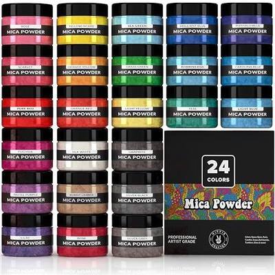 HIPPIE CRAFTER Mica Powder - Pigment Powder for Epoxy Resin, Resin Color Pigment, 24 Colors Mica Set for Epoxy Art, Candle Dye, Acrylic Paint, Craft Projects, and DIY Decor