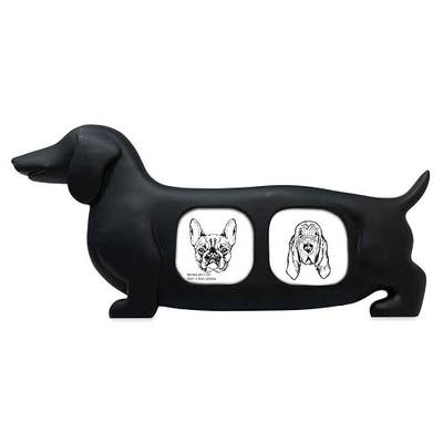 Isaac Jacobs Double 2x2 Resin Sentiments Dog Shaped Picture Frame - Black