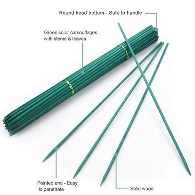 30PCS 17 Inches Garden Stakes Garden Sticks Include Plant Stakes 1 Pack Gardening Plant Ties 1 Roll Nylon Plant Tie Strap Decorative Garden Wood Stakes for Plants(44.5cm)