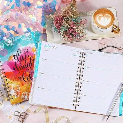 2021 Planner - Weekly & Monthly Planner with Tabs, 6.3" x 8.4", Jan. - Dec. 2021, Hardcover with Back Pocket + Thick Paper + Banded, Twin-Wire Binding - Splash Ink