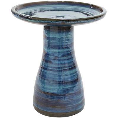 Sunnydaze Ceramic Bird Bath, Weather-Resistant Finish, 21” H, Galaxy Blue | UV & Frost-Resistant, Holds 1 Gal of Water, Easy to Clean, Simple 2-Piece Assembly, Outdoor Bird Bath, Small Bird Bath