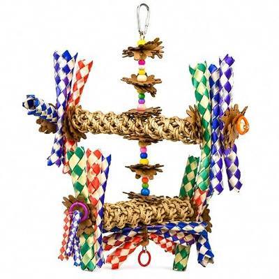 Bonka Bird Toys 1241 Double Helix 11" High by 9" Wide Parrot Toy, Amazon, African Grey, Conure, and Similar Sized Birds