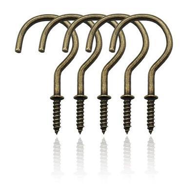 2" Cup Screw Hooks Bronze Ceiling Hooks Mug Hook 20 Pcs Antique Brass Screw-in Hooks,Christmas Lights and Curtain Hanging,Kitchen,Plants Hanger Outdoor/Indoor