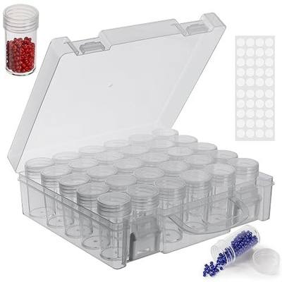 30 Slots Diamond Painting Storage Containers, Bead Organizer, Diamond Containers Diamond Painting Boxes Diamond Embroidery Box Storage Containers 30 Grids Storage Box for Beads Rhinestones (1 Pack)