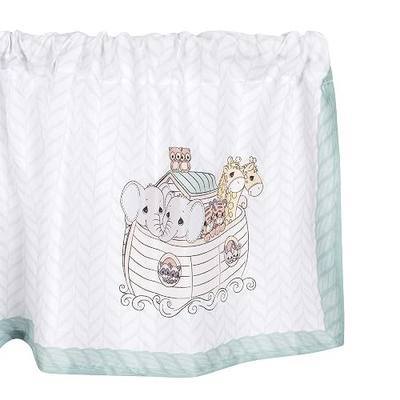 EVERYDAY KIDS Precious Moments Noah’s Ark Window Valance for Toddler and Baby Boys Animal Image of Giraffes, Tigers and Elephants on the Ark with Blue Border - 60x15” Window Décor for Children