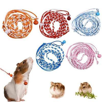 Hamster Harness 5 Pieces Adjustable Small Animal Bell Harness Rope Harness for Lead Walking Pet Gerbil, Rat, Mouse, Hamster Harness