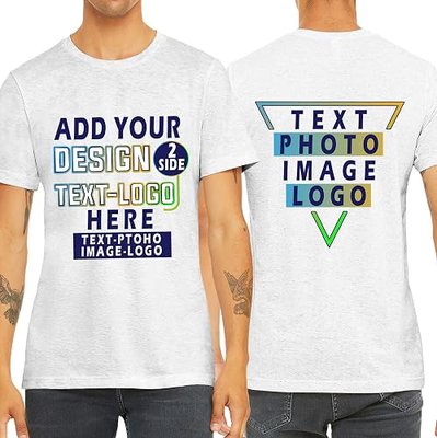 Custom T Shirt Add Your Text Design Image Photo Front Back Personalized Shirt for Men Women