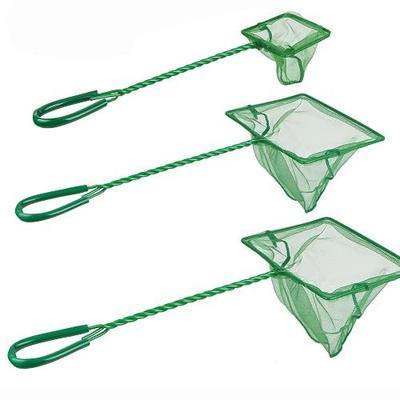 3PCS Aquarium Fish Net Fine Mesh Net Quick Catch Nets Nylon Fishing Nets with Long Plastic Handle for Fish Tank, Green, 3in 4in 6in