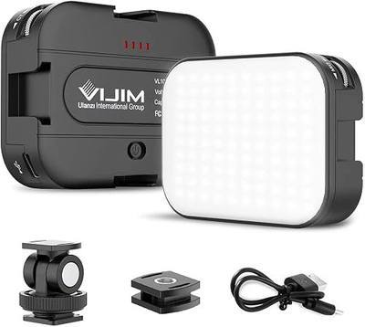 VIJIM VL100C Bi-Color LED Video Light on Camera Adjustable Angle Dimmable | 2500-6500K CRI95+, Rechargeable Type-c, Build-in 2000mAh , with 4 Cold Shoes, Mini Hot Shoe Swivel Mount for Tripod Mic Vlog