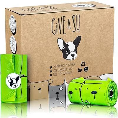 Certified Home Compostable Dog Poop Bags, 240 Plant Based Bags (16 Rolls) | NF T51-800, ASTM D6400 and EN 13432 certified, cornstarch based, extra thick, leak proof, unscented, 10% to charity