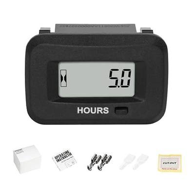 Jayron Hour Meter, AC/DC 5-277V IP68 LCD Timer for Zero Turn Mower | AC/DC 5-277 V or spark plug signal, 50H oil reminder, 99999H runtime, IP68 Waterproof for mower generator boat tractor