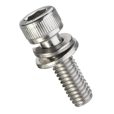 M5 x 10mm Socket Head Cap Screws with Spring Washer and Flat Washers, Allen Socket Drive, Stainless Steel 18-8 (304), Fully Threaded, Bright Finish, 50 PCS