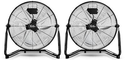 Simple Deluxe 20 Inch 3-Speed High Velocity Heavy Duty Metal Industrial Floor Fan for Warehouse, Workshop, Factory and Basement, Black, 2 Pack
