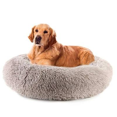 EMUST Pet Cat Bed Dog Bed, 5 Sizes for Small Medium Large Pet Cats Dogs, Round Donut Cat Beds for Indoor Cats, Anti-Slip Marshmallow Dog Beds, Multiple Colors (90, kahaki)