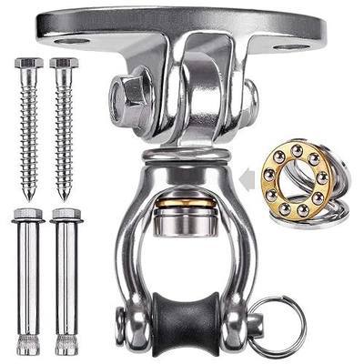 SELEWARE Silent Bearing Swivel Swing Hanger Stainless Steel Swing Hook Ceiling Mount Swing Bracket for Aerial Yoga Silks Swing Chair Heavy Bag Swing Set Indoor Outdoor