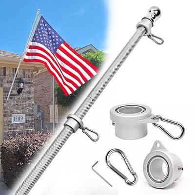 HIBLE Silver Carbon Fiber Flag Pole 1 Inch 8 FT Flag Pole for Outside House, Rust Free Flag Pole with Smooth Bearings Flag Pole Rings, 6 Sections Residential Flagpole (no Flag and no Bracket)