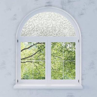 Precut Modern Mosaic Arched Window Film Shade, Self Adhesive Static Cling, 46 inches Diameter