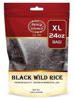 Spicy World Minnesota Grown Black Wild Rice 24oz Bag (1.5LB) | Premium Quality | All Natural, Hearty Grain with Rich Flavor | Perfect for Rice Dishes & Recipes