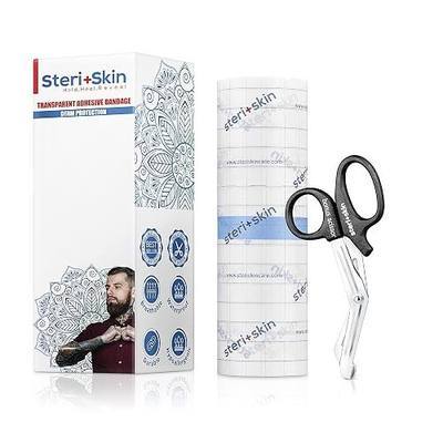 Tattoo Bandage Aftercare Healing Wrap, 6”x 40”, Transparent Sanitary Film Flexible and Breathable Adhesive Waterproof Dressing Tape for Second Skin Derm Protection and Recovery, Scissors Included…