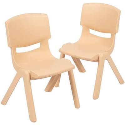 Flash Furniture Whitney Natural Plastic Stackable School Chair with 12" Seat Height (Pack of 2)
