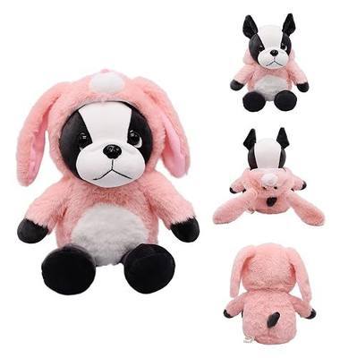 BABOLI Cuddly Little Frenchie Stuffed Animal Soft Toys with Adorable Lop Eared Bunny-Style Costumes Super Cute French Bulldog Plush Animal for Easter Basket or Thoughtful Gifts 10 Inches