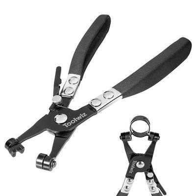 Toolwiz Hose Clamp Pliers Heavy Duty, Hose Clamp Tool with Locking Device | Black Non-Slip Handle, Removal and Installation Tool for Ring-Type and Flat-Band Hose Clamps