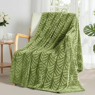 Whale Flotilla Flannel Fleece Throw Blanket for Couch Bed, Lightweight Soft Cozy Summer Velvet Throws, Fluffy Fuzzy Vintage Pattern Decorative Blankets for Sofa Chair Lap, 50x60 Inch, Olive Green