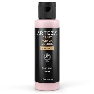 ARTEZA Craft Acrylic Paint, A400 Rose Pink, 4fl ounces Bottles, Water-Based, Blendable, Matte Acrylic Paints for Art & DIY Outdoor Projects