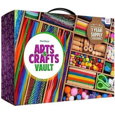 Dan&Darci Arts and Crafts Vault - Craft Supplies Kit in a Box - Birthday Gift for Kids Ages 4 5 6 7 8 9 10 11 & 12 Year Old Girls & Boys - Crafting Set Kits - Gift Ideas for Kid Art Activity Gifts