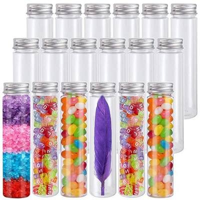 Haawooky 18 Pack 115 ml Clear Plastic Test Tubes with Screw Caps Flat-Bottomed Bath Salt Containers,Candy Containers for Wedding Party Christmas Décor