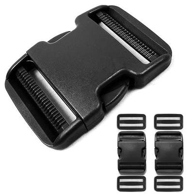 Side Release Buckle for 2'' Belt, 2 pcs Heavy Duty Plastic Buckles Replacement Dual Adjustable No Sewing, Extra Thick Clasp Clips for 2 inch(50mm) Nylon Webbing Strap Boat Cover Backpack Fanny Pack