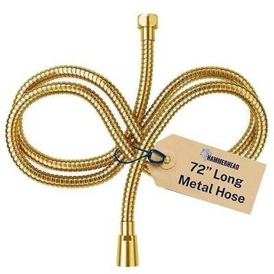 HammerHead Showers Solid Metal Shower Hose Attachment for Showerhead, Extra-Long 72-Inch Universal Replacement Hose for Hand held Shower, Brushed Gold