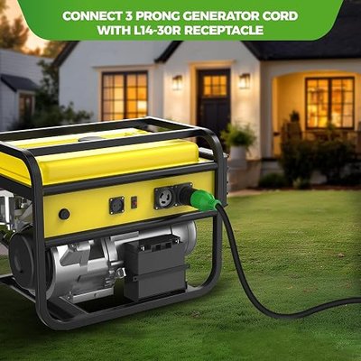 RVGUARD 4 Prong 30 Amp to 3 Prong 30 Amp Generator Adapter Plug | NEMA L14-30P to NEMA L5-30R, twist lock design