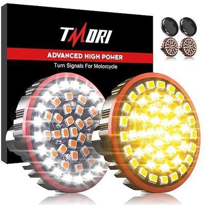 Upgraded 1157 Motorcycle Front LED Turn Signals: 2 Inch Front Bullet Turn Signals with 2 Smoke Lens Covers Fit for Har-leyDavidson Touring, Sportster, Dyna & Softail 2001–2021 (White&Amber)