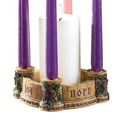Avalon Gallery Advent Wreath Candle Holders - Christmas Tabletop Candle Holder, 6", Joy Faith Love Hope Wreath