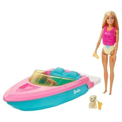 Barbie Dreamland Doll, Boat Playset, and Accessories | with Pet Puppy, Life Vest and Accessories, Fits 3 Dolls & Floats in Water, Gift for 3 to 7 Year Olds