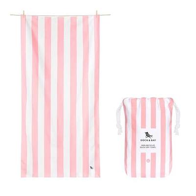 Dock & Bay Beach Towel - Quick Dry, Sand Free - Compact, Lightweight - 100% Recycled - Includes Bag - Cabana Light - Malibu Pink - Large (160x90cm, 63x35)