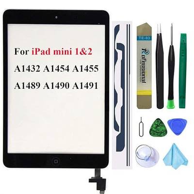 Dedia for iPad Mini 1 / iPad Mini2 7.9 Inch Touch Screen Replacement,A1432 A1454 A1455 A1489 A1490 Digitizer Glass Assembly with IC Chip & Home Button+Cameral Holder+Pre-Installed Adhesive + Tool Kit,
