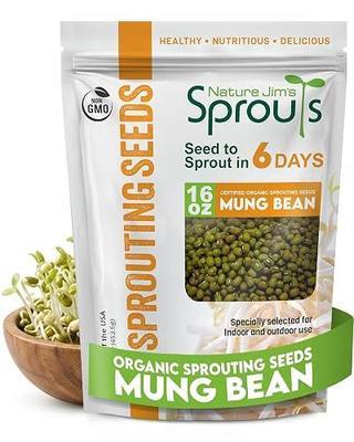 Nature Jim's Sprouts - Mung Bean Sprouting Seeds, Non-GMO Planting - 16 oz | Premium Resealable Bag for Longer Freshness - Packed with Vitamins, Minerals & Fiber - Nutritious Indoor/Outdoor Gardening