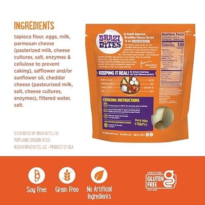 Brazi Bites Gluten-Free Brazilian Cheese Bread: Cheddar & Parmesan | Vegetarian Frozen Bread Snacks | Soy-Free | No Artificial Ingredients | No Preservatives | 11.5 oz. pouches (4-pack)
